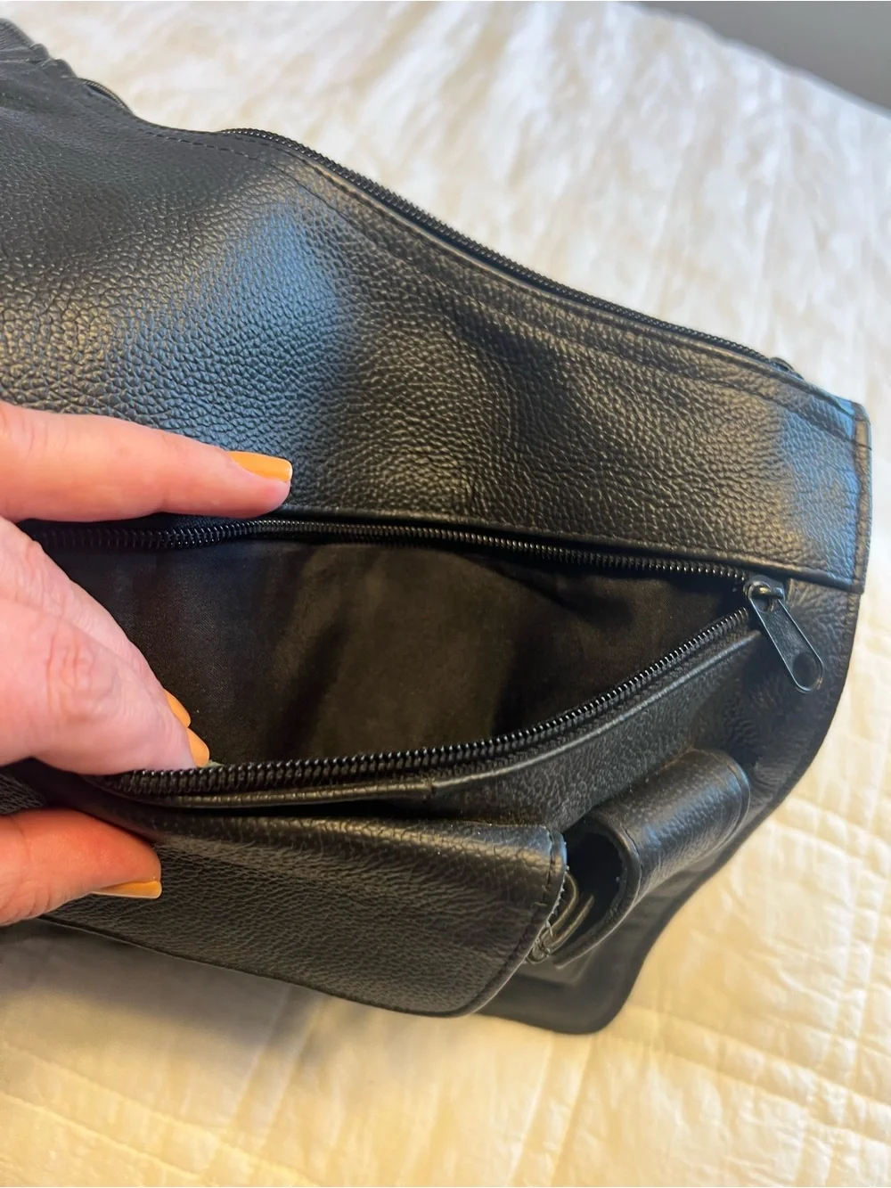 Black Vegan Leather Crossbody Cargo Messenger Bag - Unbranded